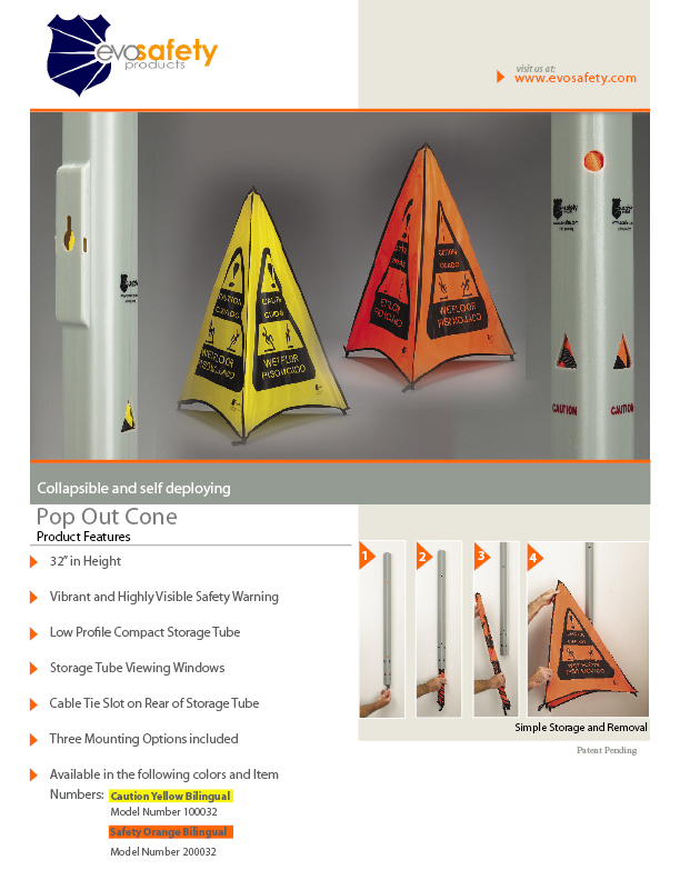 CONE POP OUT 32 IN WET FLOOR BILINGUAL TUBE - Cones